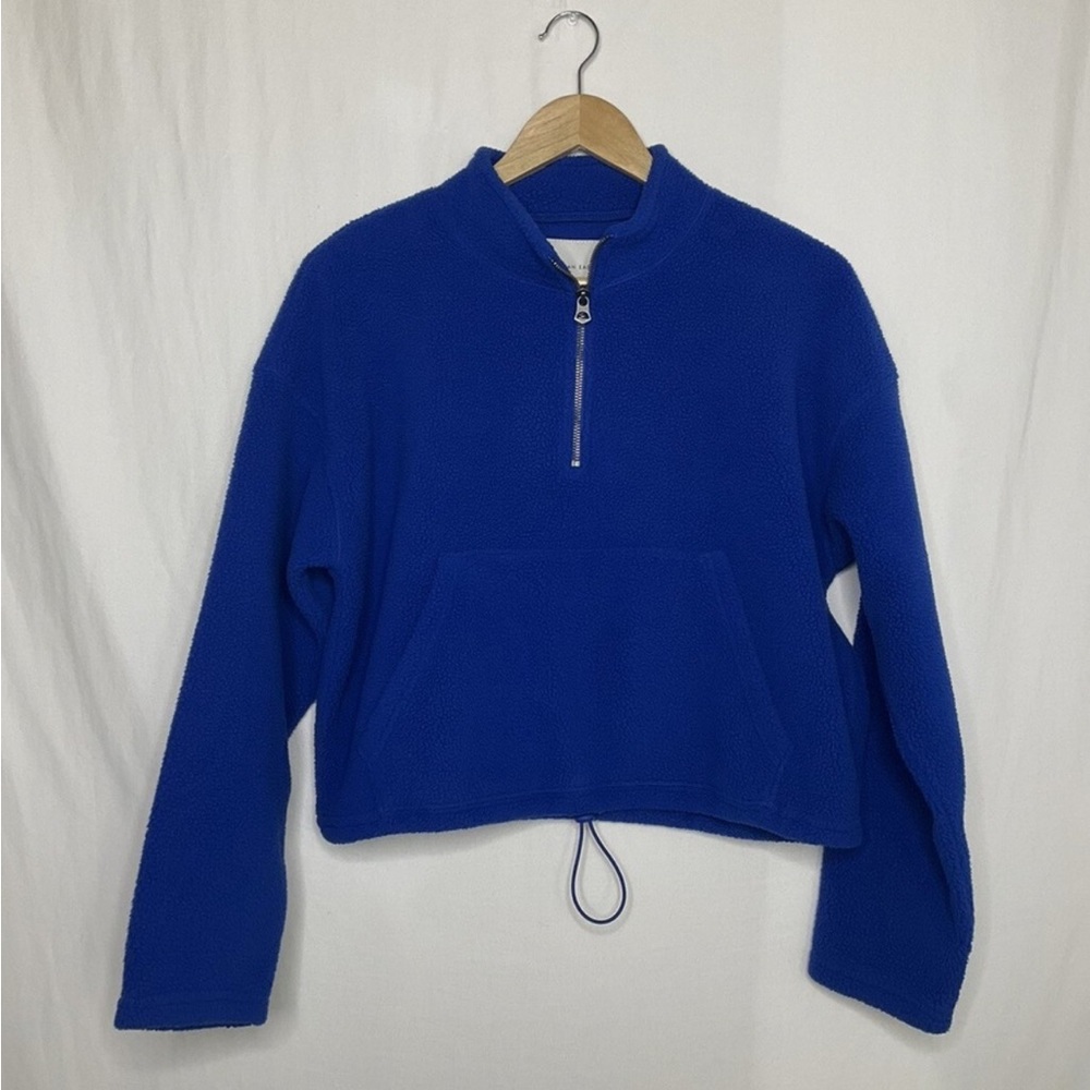 A&E Cobalt Blue Fleece Cropped Quarter-Zip
